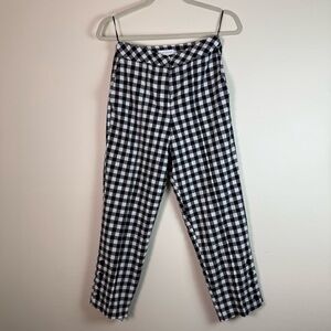 Topshop Women Monochrome Check Plaid Black White Trouser Ankle Pants sz 4 Petite